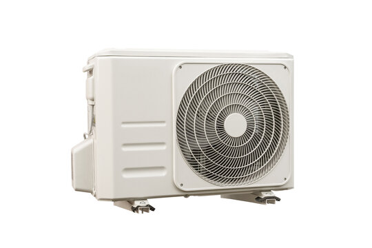 Condensing unit of air conditioning systems isolated on white with clipping path.