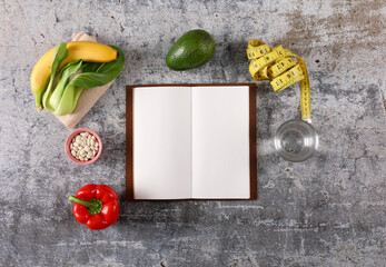 A scene of deciding and planning a diet for the new year (with a copy space)