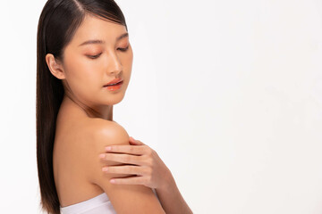 Beauty asian women portrait face with skin care healthy and skin.