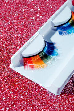 set of rainbow fake eyelashes