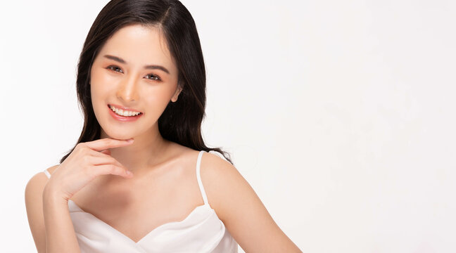 Beauty asian women portrait face with skin care healthy and skin.