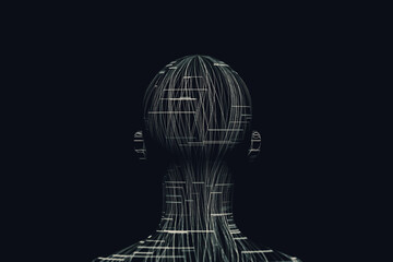 Lines in a head representing artificial intelligence