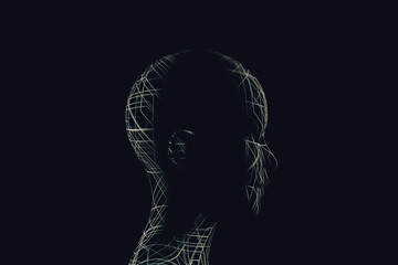 Lines in a head representing artificial intelligence