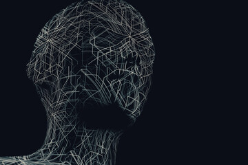 Lines in a head representing artificial intelligence