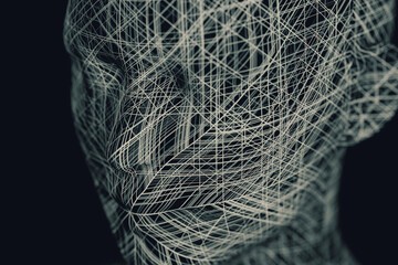 Lines in a head representing artificial intelligence