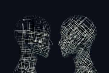 Two heads representing artificial intelligence