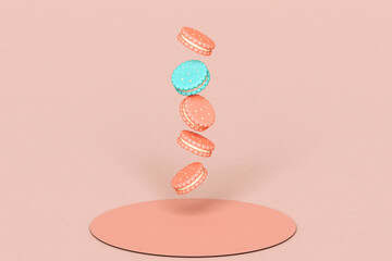 Cookies falling on a flat lay circular design