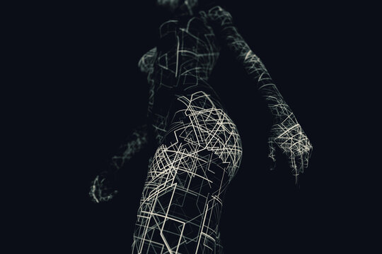 Lines in a head representing artificial intelligence