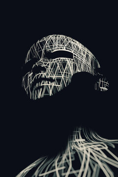 Lines in a head representing artificial intelligence