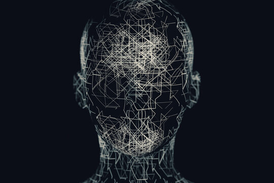Lines in a head representing artificial intelligence