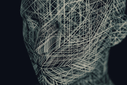 Lines in a head representing artificial intelligence