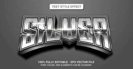 Text Style with Silver Theme. Editable Text Style Effect.