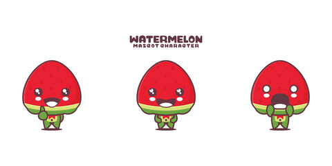 vector watermelon cartoon mascot, with different expressions