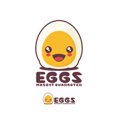 vector boiled egg cartoon mascot , suitable for, logos, prints, stickers