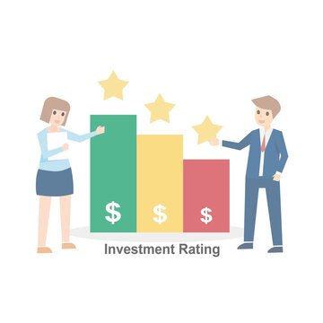 Investment rating grade,Yield credit rating,Financial advice vision, growth,interest rate rising up or economic forecast concept, leader on growth money looking bright future,Vector illustration.