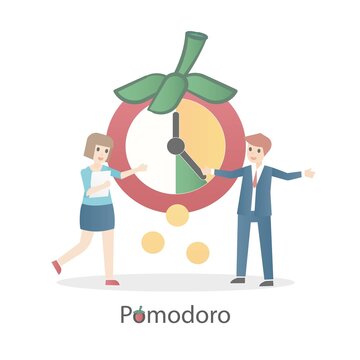 Pomodoro technique concept,Setting goals and reward yourself for work,productivity strategy management,Vector illustration.