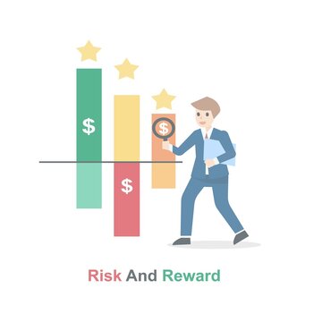 Risk and Reward Ratio balance for Trading Financial,analysis invesment Market,manage losing money,ratio measures the difference return,Vector illustration.