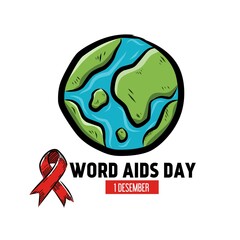 World AIDS Day commemoration doodle art, very simple and elegant design. 
