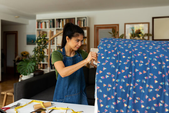 Vietnamese female upholstering chair