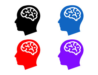 human head with brain silhouette 