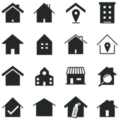 Set of home icon vector illustrator. House linear line silhouette symbol. 640x640 px.