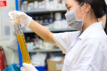 Work in quality inspection laboratory . Omicron testing process,omicron strain of the coronavirus....