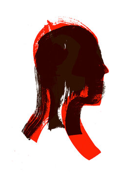 Head Silhouette Illustration with Red