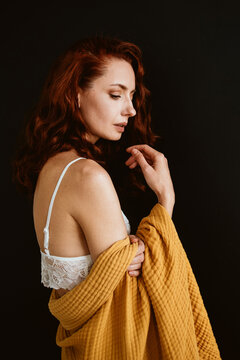 Portrait of a woman wearing underwear