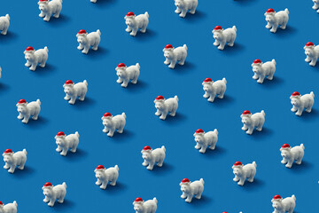 Christmas pattern of white bears figurines