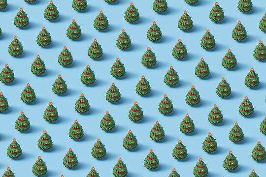 Pattern of green christmas trees