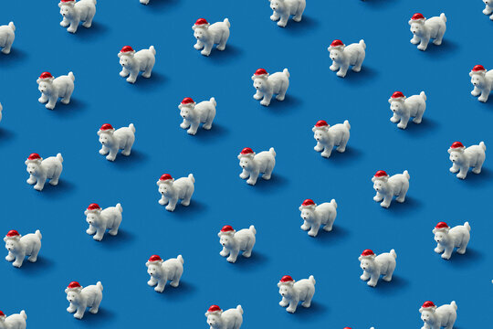 Christmas pattern of white bears figurines
