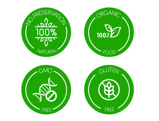 no preservation organic food GMO-free gluten-free icons 