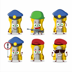 A dedicated Police officer of yellow pencil sharpener mascot design style