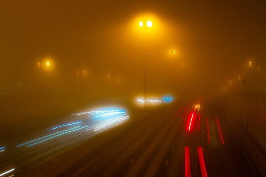 Night Foggy Road Highway Rolling Shutter Speed
