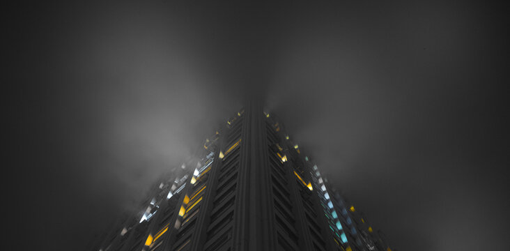 Cinematic Urban Building Fog Cityscape