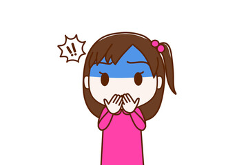 （上半身正面）信じられないシーンを見てしまいショックで真っ青になる少女