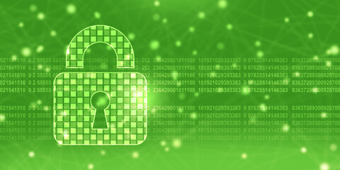 2d illustration Safety concept: Closed Padlock on digital background
