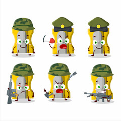 A charming soldier yellow pencil sharpener cartoon picture bring a gun machine