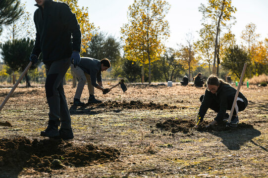 Climate change activist planting trees