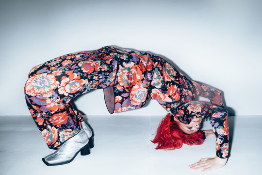Crazy fashion portrait of transgender model