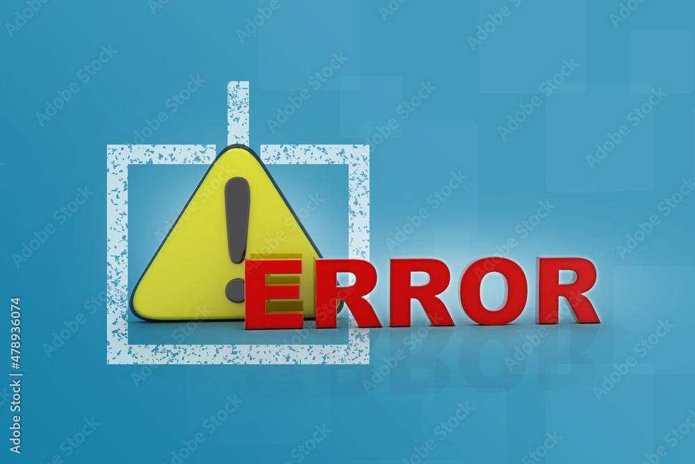 Poster 3d rendering exclamation sign with error