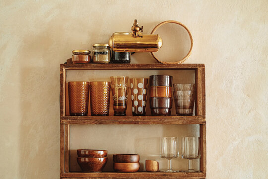 Wooden shelves
