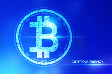 2d rendering bitcoin sign concept

