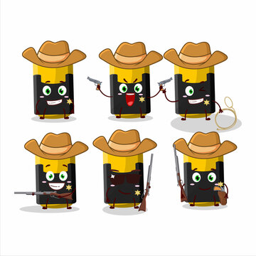 Cool cowboy yellow highlighter cartoon character with a cute hat