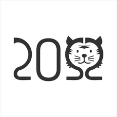 2022 Modern Tiger Head symbol on the Chinese New Year's design. Vector element.