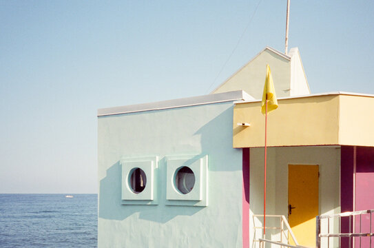 Lifeguard guardhouse in soviet style architecture 