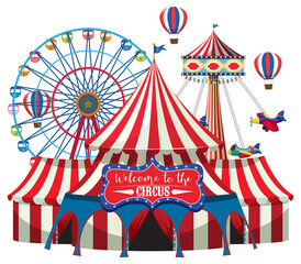 Fototapeta premium Circus dome at amusement park on white background