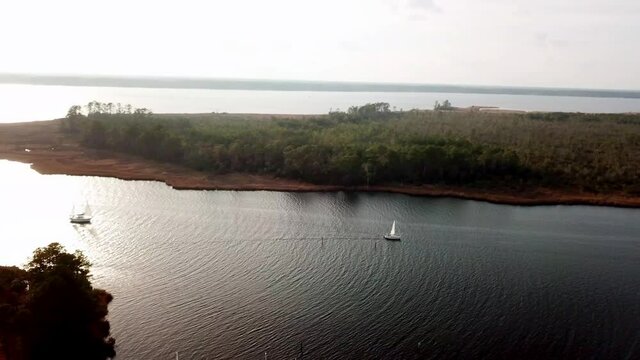 Sailboat on Neuse River near New Bern NC, North Carolina