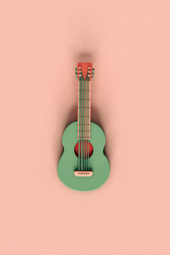 top-down view of a cartoon-style green Guitar