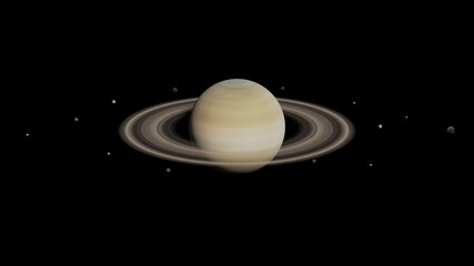 Saturn Planet realistic illustration. 8k resolution space wallpaper